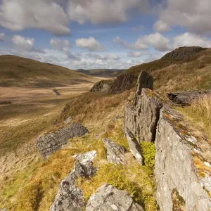Print of Pumlumon Fawr landscape from rocky outcrop