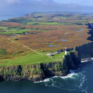 Aerial view of the East Lighthouse, Rathlin Island, County Antrim, Northern Ireland