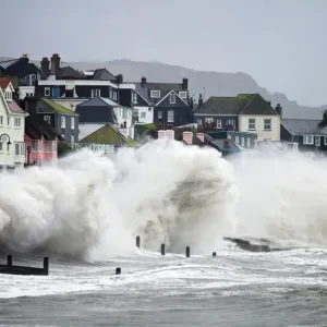 Storm-battered seafront print, Lyme Regis Storm-battered seafront print, Lyme Regis
