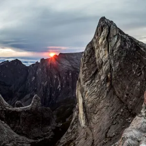 Sunrise as seen over Lows Gully and ugly sister peak, from the base of Lows peak