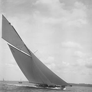 The 15 Metre sailing yacht Jeano making good headway, 1911. Creator: Kirk & Sons of Cowes