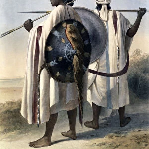 Abyssinian warriors, 1848. Artist: Eugene Leroux