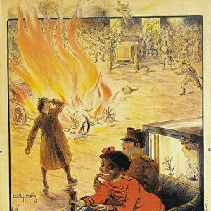 Advertisement for Isoflamme fire extinguishers, 1913. Artist: Louis Houpin