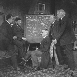 Albert Einstein and other physicists at Paul Ehrenfests home, Leyden, Netherlands