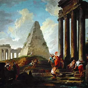 Alexander the Great Before the Tomb of Achilles. Artist: Robert, Hubert (1733-1808)