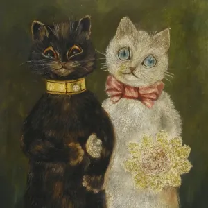 The Bride and Groom Print by Louis Wain (1860-1939) The Bride and Groom Print by Louis Wain (1860-1939)