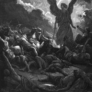 Archangel Gabriel, instrument of God, smiting the camp of Sennacherib and the Assyrians, 1865-1866. Artist: Gustave Dore