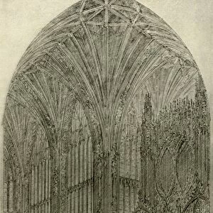 Architectural drawing: view of organ screen and antichapel, 1833-1834, (1906). Creator: AWN Pugin