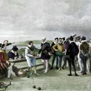 The Armada in sight, Plymouth hoe, 1880, (1911). Artist: John Seymour Lucas