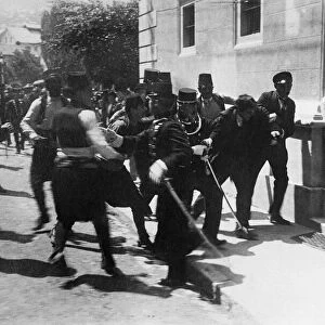 The arrest of the assassin Gavrilo Princip on June 28, 1914, 1914. Creator: Anonymous