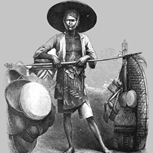 Basket-seller; A Visit to Borneo, 1875. Creator: A. M. Cameron