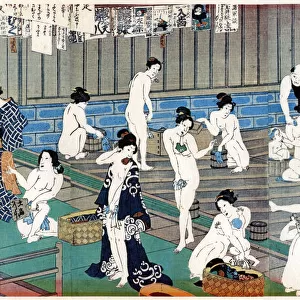 Bath house scene, a print by Toyohara Kunichika, 19th century. Artist: Toyohara Kunichika