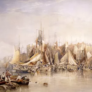 Billingsgate, First Day of Oysters, Early Morning, 1843. Artist: Edward Duncan