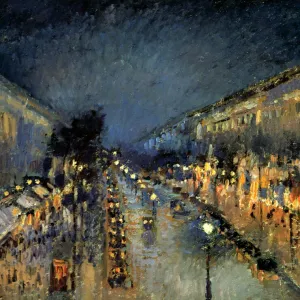 The Boulevard Montmartre at Night, 1897. Artist: Camille Pissarro