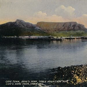 Cape Town, Devils Peak, Table Mountain and Lions Head from Table Bay, c1900