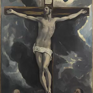 Christ on the Cross adored by two Donor, End of 16th cen Creator: El Greco, Dominico (1541-1614)
