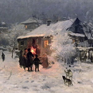 The Christmas carol in the Ukraine. Artist: Pimonenko, Nikolai Kornilovich (1862-1912)