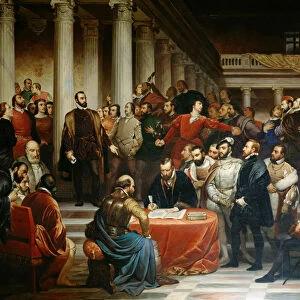 The Compromise of Nobles on 5 April 1566, 1849. Creator: De Biefve, Edouard (1808-1882)