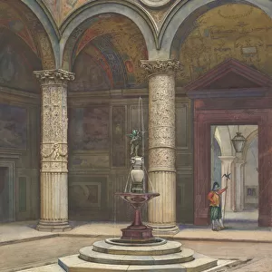 Courtyard of the Palazzo Vecchio, Florence, 19th century. Creator: Francesco Salviati