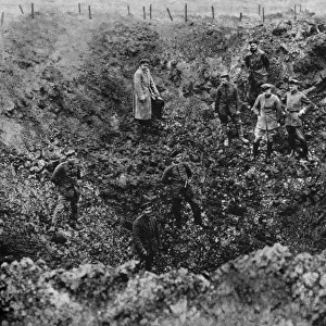 A crater caused by the explosion of a mine, Western Front, 1917