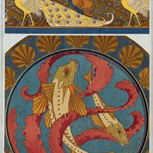 Designs for Peacock and Poppy Border, pub. 1897. Creator: Maurice Pillard Verneuil (1869?1942)