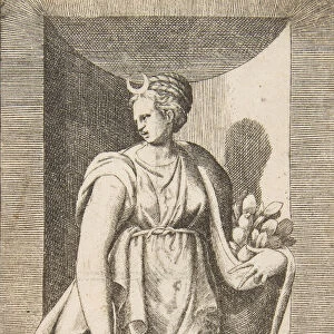 Diana holding fruit in her left hand standing within a niche, ca. 1531-76