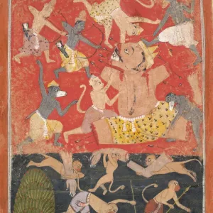 The Demon Kumbhakarna Defeated by Rama and Lakshmana Print, ca. 1670 The Demon Kumbhakarna Defeated by Rama and Lakshmana Print, ca. 1670