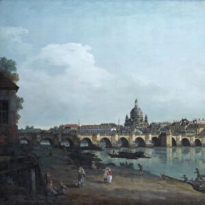 Dresden seen from the Right Bank of the Elbe, beneath the Augusts Bridge, 1748. Artist: Bellotto, Bernardo (1720-1780)