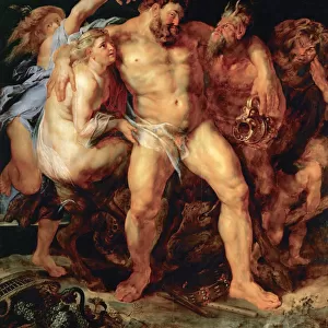 The drunken Hercules, led by a Nymph and a Satyr, ca 1614. Creator: Rubens, Pieter Paul