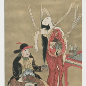 Dutch physician anatomizing a japanese woman, 18th century. Artist: Anonymous