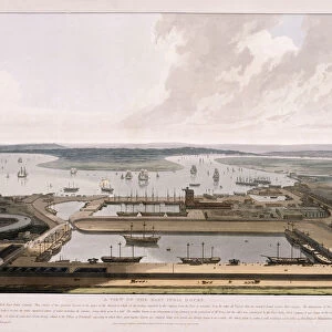 East India Docks, Poplar, London, 1808. Artist: William Daniell