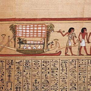 Egyptian papyrus depicting taking the mummy to the necropolis, 13th century BC