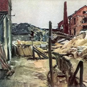 Factory buildings, Soissons, 19 May 1915, (1926). Artist: Francois Flameng