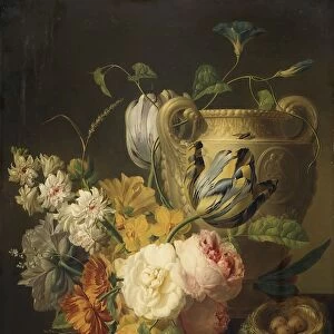 Flowers by a Stone Vase, 1786. Creator: Peter Faes