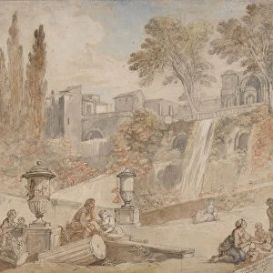 Gardens of the Villa d Este at Tivoli, 1760. Creator: Charles-Joseph Natoire