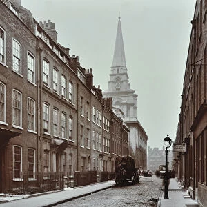 Georgian terraced houses and Christ Church, Spitalfields, Stepney, London, 1909