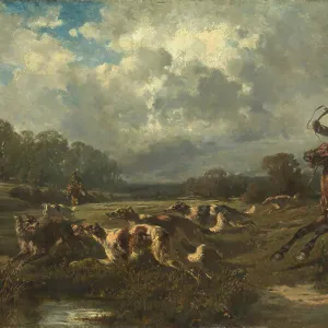 Grand Duke Vladimir Alexandrovich of Russia (1847-1909) on a Wolf Hunt. Artist: Frenz, Rudolf Ferdinandovich (1831-1918)