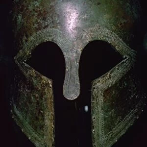 A Greek bronze helmet