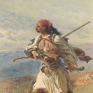 Greek Warrior, 1861. Artist: Haag, Carl (1820-1915)