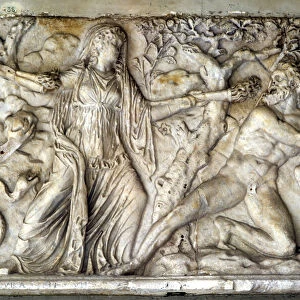 Hecate and giants, Roman relief