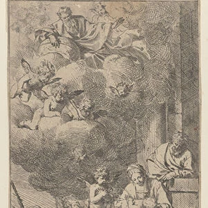 The Holy Family with the Virgin holding Christ over the cradle, 1640-60. 1640-60