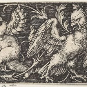Horizontal Panel with an Eagle Flanked by Two Genii, 1544. Creator: Sebald Beham