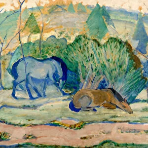 Horses at Pasture (Horses in a Landscape). Artist: Marc, Franz (1880-1916)