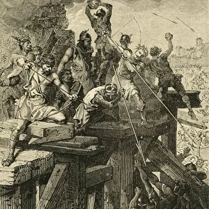 Incident in the Siege of Paris: Defending the Bridge and Tower, (845), 1890. Creator: Unknown