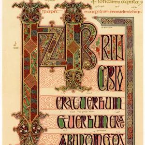 Initial page from the Lindisfarne Gospels, late 7th or early 8th century