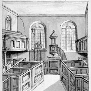 Interior view of the French Protestant Church, Threadneedle Street, City of London, 1825