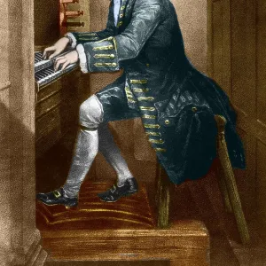 Johann Sebastian Bach at the organ, 1725