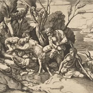 Jupiter suckled by the goat Amalthea, 1531-76 Creator: Giulio Bonasone