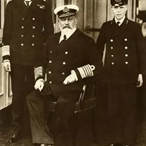 King Edward VII with his son George, Prince of Wales, and grandson Prince Edward, 1910, (1935)