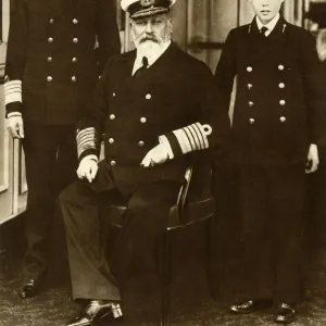 King Edward VII with his son George, Prince of Wales, and grandson Prince Edward, 1910, (1935)